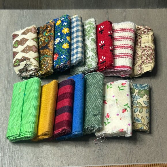 Vintage Miniature Dollhouse Fabric 'Bolts' Scrap Bundle Assortment - Picture 3 of 3